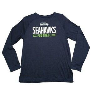 Seattle Seahawks Majestic Ultra Streak Mens Long-Sleeve T-Shirt Size Medium Blue